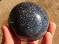 Polished  Blue Lazulite Spheres With Wooden Stands  x 6 From Madagascar