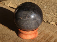 Polished  Blue Lazulite Spheres With Wooden Stands  x 6 From Madagascar