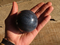 Polished  Blue Lazulite Spheres With Wooden Stands  x 6 From Madagascar