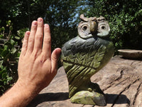 Polished Extra Large Leopard Stone Owl Carving  x 1 From Zimbabwe - TopRock