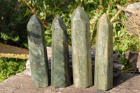 Polished Banded Green Fuchsite Crystal Points x 4 From Madagascar - TopRock