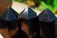 Polished Black Basalt Crystal Points x 6 From Madagascar - TopRock