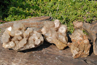 Natural Smokey Phantom Quartz Clusters x 3 From Lwena, Congo - TopRock