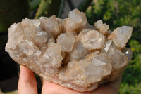 Natural Smokey Phantom Quartz Clusters x 3 From Lwena, Congo - TopRock