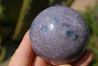 Polished Lepidolite Spheres (One with Indicolite Blue Tourmaline) x 3 From Madagascar - TopRock