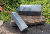 Polished Lazulite (Magnesium, Iron, and Aluminium Phosphate) Crystal Points x 2 From Ambatfinhandrana, Madagascar - TopRock