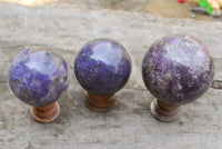 Polished Lepidolite Spheres With Pink Tourmaline x 3 From Madagascar - TopRock