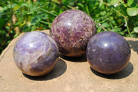 Polished Lepidolite Spheres With Pink Tourmaline x 3 From Madagascar - TopRock