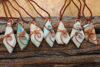 Polished Facetted Freeform Smithsonite Crystals Set In Copper Art Wire Wrap Pendant - sold per piece From South Africa - TopRock