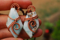 Polished Facetted Freeform Smithsonite Crystals Set In Copper Art Wire Wrap Pendant - sold per piece From South Africa - TopRock