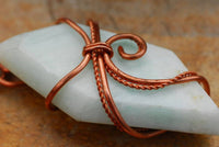 Polished Facetted Freeform Smithsonite Crystals Set In Copper Art Wire Wrap Pendant - sold per piece From South Africa - TopRock