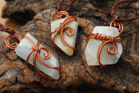 Polished Facetted Freeform Smithsonite Crystals Set In Copper Art Wire Wrap Pendant - sold per piece From South Africa - TopRock