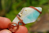 Polished Facetted Freeform Smithsonite Crystals Set In Copper Art Wire Wrap Pendant - sold per piece From South Africa - TopRock