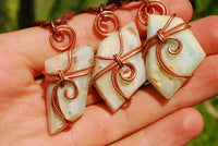 Polished Facetted Freeform Smithsonite Crystals Set In Copper Art Wire Wrap Pendant - sold per piece From South Africa - TopRock