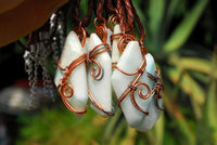 Polished Facetted Freeform Smithsonite Crystals Set In Copper Art Wire Wrap Pendant - sold per piece From South Africa - TopRock