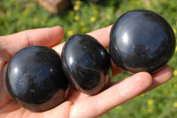 Polished Black Basalt Gallets x 25 From Madagascar - TopRock