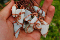 Polished Facetted Freeform Smithsonite Crystals Set In Copper Art Wire Wrap Pendant - sold per piece From South Africa - TopRock