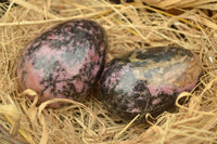 Polished Pink & Black Rhodonite Eggs x 5 From Madagascar - TopRock