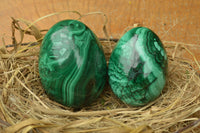 Polished Rare Malachite Gemstone Eggs x 2 From Congo - TopRock