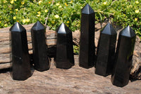 Polished Black Basalt Crystal Points x 6 From Madagascar - TopRock