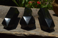 Polished Black Basalt Crystal Points x 6 From Madagascar - TopRock