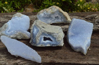 Natural Blue Lace Agate Specimens x 24 From Nsanje, Malawi - TopRock