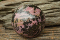 Polished Beautiful Pink & Black Rhodonite Spheres x 3 From Madagascar - TopRock