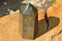 Polished Green Opal Standing Free Form and  Tower x 2 From Antsirabe, Madagascar - TopRock