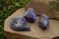 Polished Chevron Amethyst Witches Hat Crystals x 4 From Zambia - TopRock