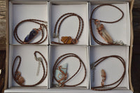 Polished Mixed Jewellery Free Forms With Copper Art Wire Pendants x 6 From Southern Africa - TopRock