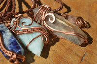 Polished Mixed Jewellery Free Forms With Copper Art Wire Pendants x 6 From Southern Africa - TopRock