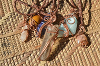 Polished Mixed Jewellery Free Forms With Copper Art Wire Pendants x 6 From Southern Africa - TopRock