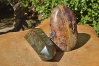 Polished Green Opal Standing Free Form and  Tower x 2 From Antsirabe, Madagascar - TopRock