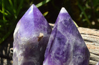 Polished Chevron 'Witches Hat' Amethyst Crystals x 5 From Zambia - TopRock