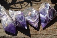 Polished Chevron 'Witches Hat' Amethyst Crystals x 5 From Zambia - TopRock