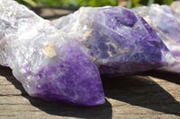 Polished Chevron 'Witches Hat' Amethyst Crystals x 5 From Zambia - TopRock