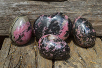 Polished Pink & Black Rhodonite Items (3x Eggs & 1x Heart) x 4 From Ambindavato, Madagascar - TopRock