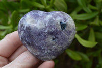 Polished Medium & Large Lepidolite Crystal Hearts (Variable Colour intensity) x 6 From Madagascar - TopRock