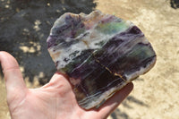 Polished Semi Translucent Watermelon Fluorite Slices x 2 From Uis, Namibia - TopRock