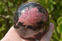 Polished Pink & Black Rhodonite Spheres x 4 From Ambindavato, Madagascar - TopRock