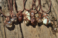 Polished Mixed Jewellery Free Forms With Copper Art Wire Pendants x 7 From Southern Africa - TopRock