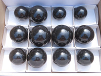 Polished Small to Medium Sized Black Basalt Spheres x 12 From Madagascar - TopRock