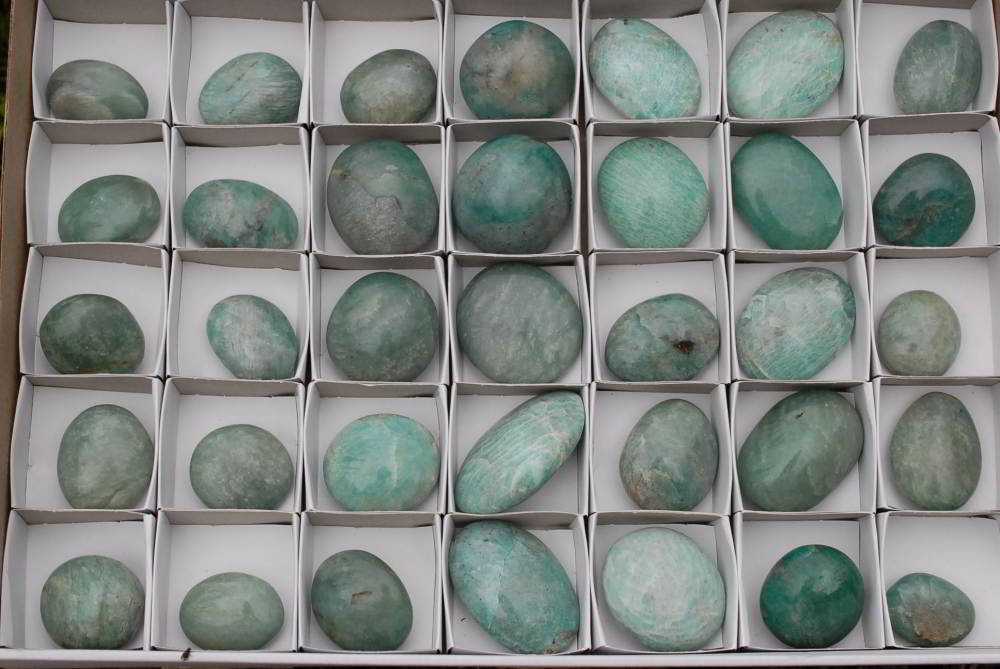 Polished Medium Sized Amazonite Gallets (Selected Colour) x 35