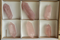 Polished Double Terminated Rose Quartz Points x 6 From Ambatondrazaka, Madagascar - TopRock