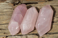 Polished Double Terminated Rose Quartz Points x 6 From Ambatondrazaka, Madagascar - TopRock