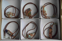 Polished Mixed Jewellery Free Forms With Copper Art Wire Pendants x 6 From Southern Africa - TopRock