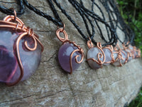 Polished Amethyst Free Forms in Copper Art Wire Wrap Pendant - sold per piece - From Madagascar - TopRock