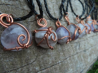 Polished Amethyst Free Forms in Copper Art Wire Wrap Pendant - sold per piece - From Madagascar - TopRock