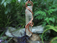 Natural A Grade Smokey Optic Quartz in  Copper Art Wire Wrap Pendant - sold per piece - From Zimbabwe - TopRock