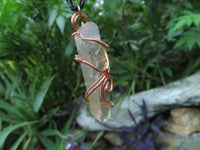 Natural A Grade Smokey Optic Quartz in  Copper Art Wire Wrap Pendant - sold per piece - From Zimbabwe - TopRock